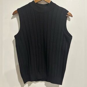 BEECHERS BROOK Vintage 100% Cotton Black Cable Knit Preppy Vest Canada Size M